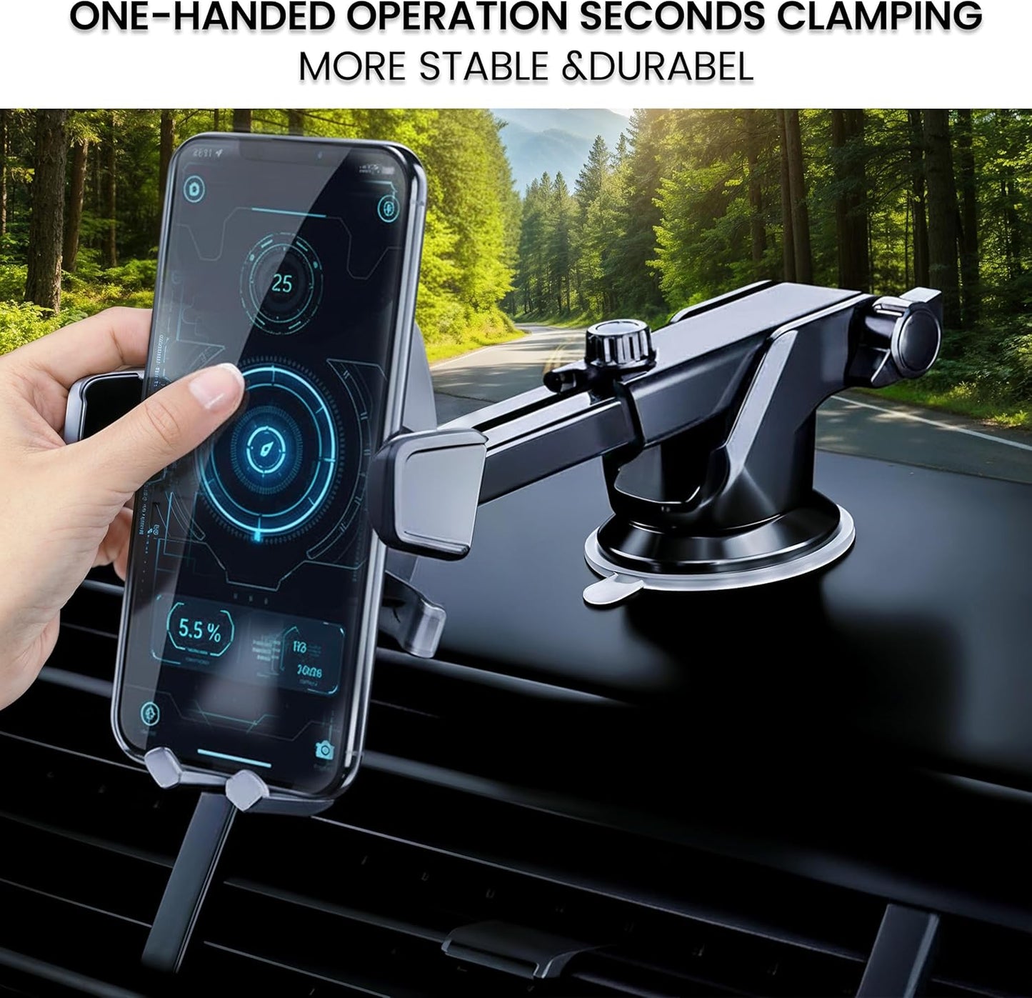 Foldable Phone Stand for Desk | Six Position Adjustable Folding Bracket for Cell Phone | Black Cellphone Holder for Desk & Smartphone Stand | Cellphone & Accessories for Men & Women