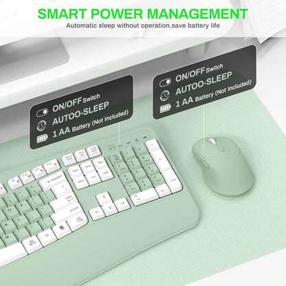 Wireless Keyboard and Mouse Combo,2.4G Full Size Wave Keys Ergonomic Keyboard with Wrist Rest for Natural Typing, 3 DPI Adjustable Ergonomic Silent Mouse for Computer/Laptop/Windows/Mac (Gray)