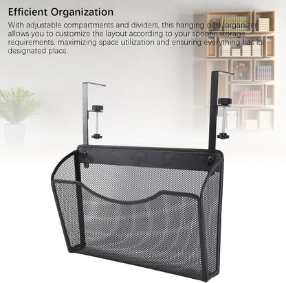 Asixxsix Under Desk Drawer, Desk Side Storage, Hanging Desk Organizer, Clamp On Desk Organizer, Mesh Metal Desk Drawer, Side Desk Organizer for Office and Home (White)