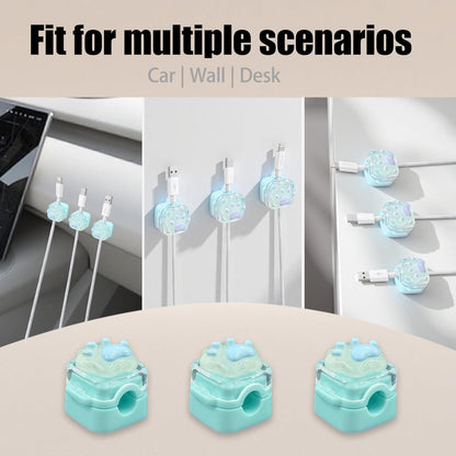 9Pack Magnetic Cable Clips for Nightstand, Adhesive Night-Glowing Cord Holder Organizer for Office Home Desk Wall Car (Star Cat Strawberry)