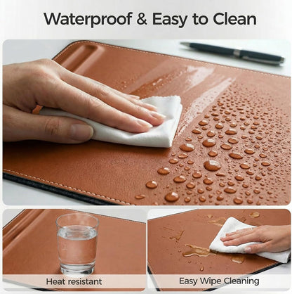 Desk Mat – Double-Sided Vegan Leather & Felt | Built-In Magnetic Cable Organizer & File Storage | Premium Workspace Pad for Office, Gaming & Creative Professionals-（Green）
