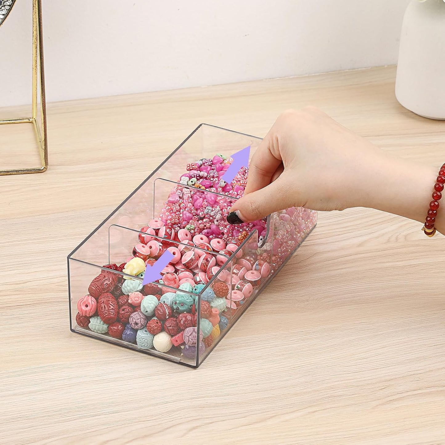 Acrylic Pencil Drawer with Removable Dividers Clear Pull Out Pen Drawer Organizer Stackable Bathroom Organizer for Makeup, Cosmetics, Office Supplies,3 Pack