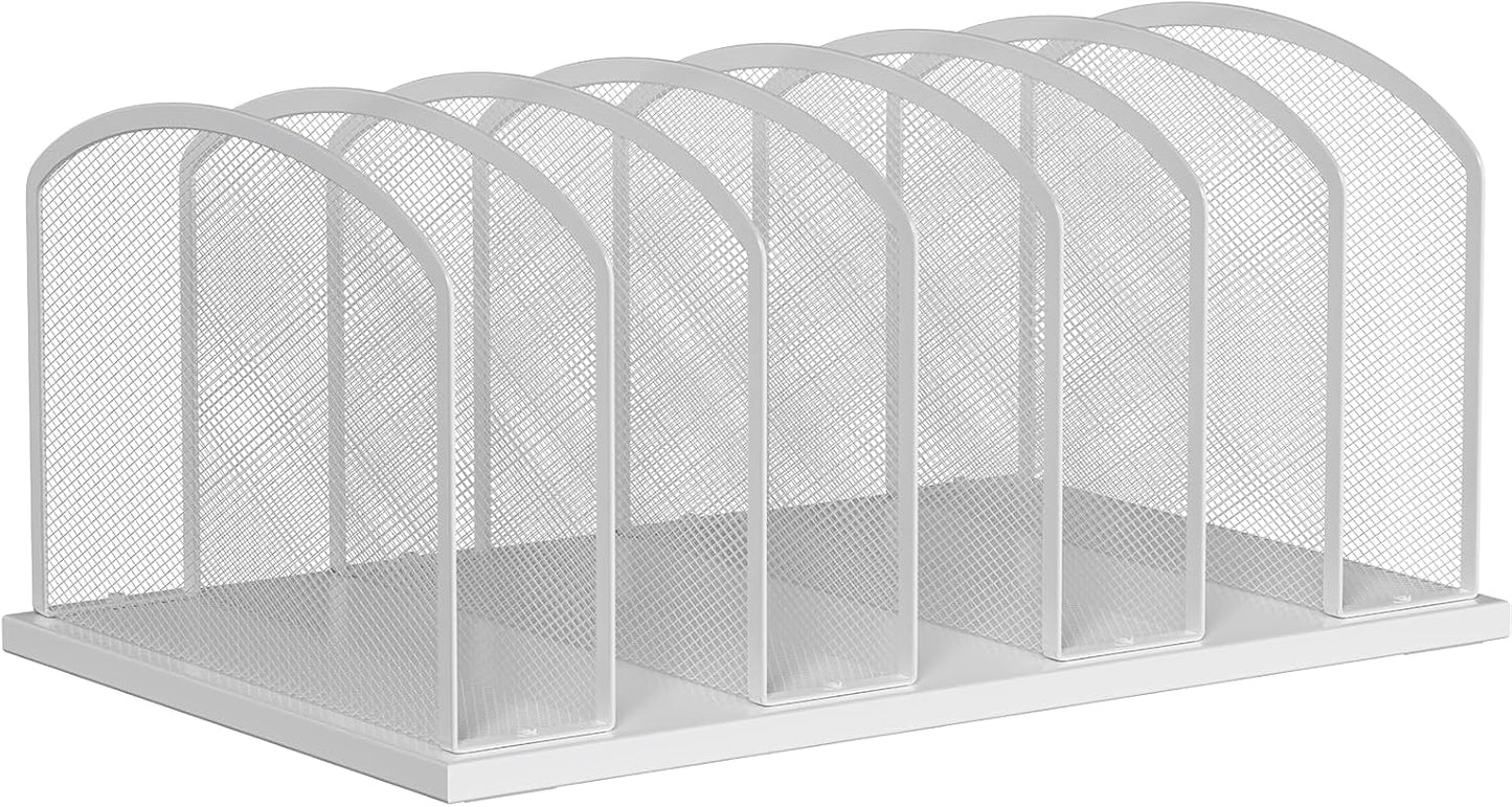 MINDEPOT Desk File Organizer 7 Sections Upright Mesh File Sorter Organizer for Desk, Office Organization File Holder for Home, Office & Classroom (Black, 1Pack)