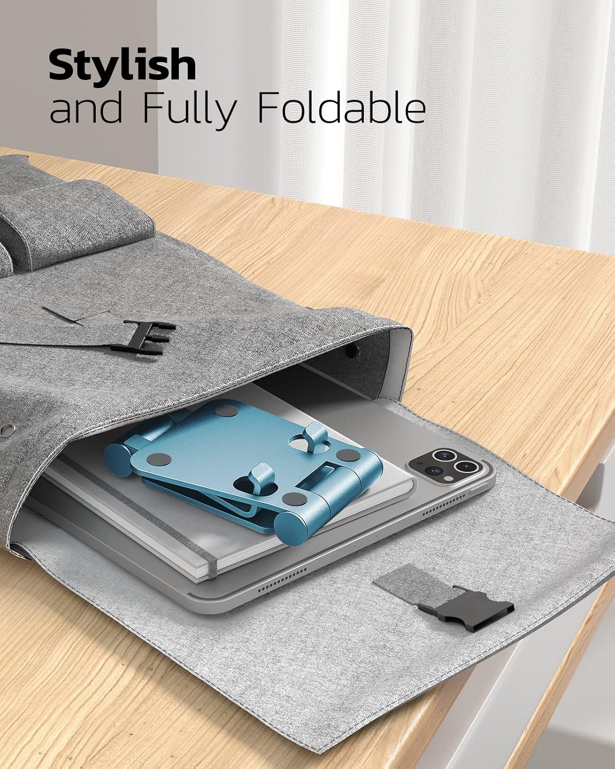 Nulaxy Dual Folding Cell Phone Stand, Fully Adjustable Foldable Desktop Phone Holder Cradle Dock Compatible with iPhone 17 16 15 14 13 12 11 Pro Max Xs Xr X 8, Nintendo Switch, All Phones