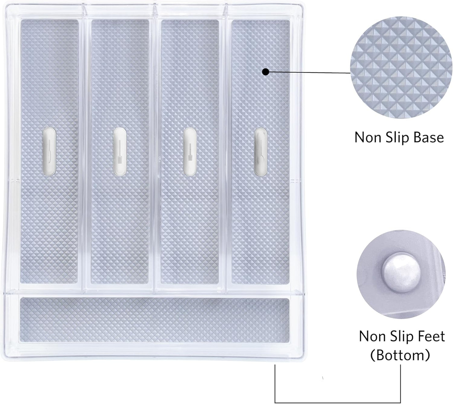 Glad Drawer Organizer Bin, 15x9 - Divided Clear Plastic Storage Tray for Junk Drawers, Kitchen Utensils, Bathroom Vanity, and Organizing Pantry - BPA Free, Food Safe, Non Slip
