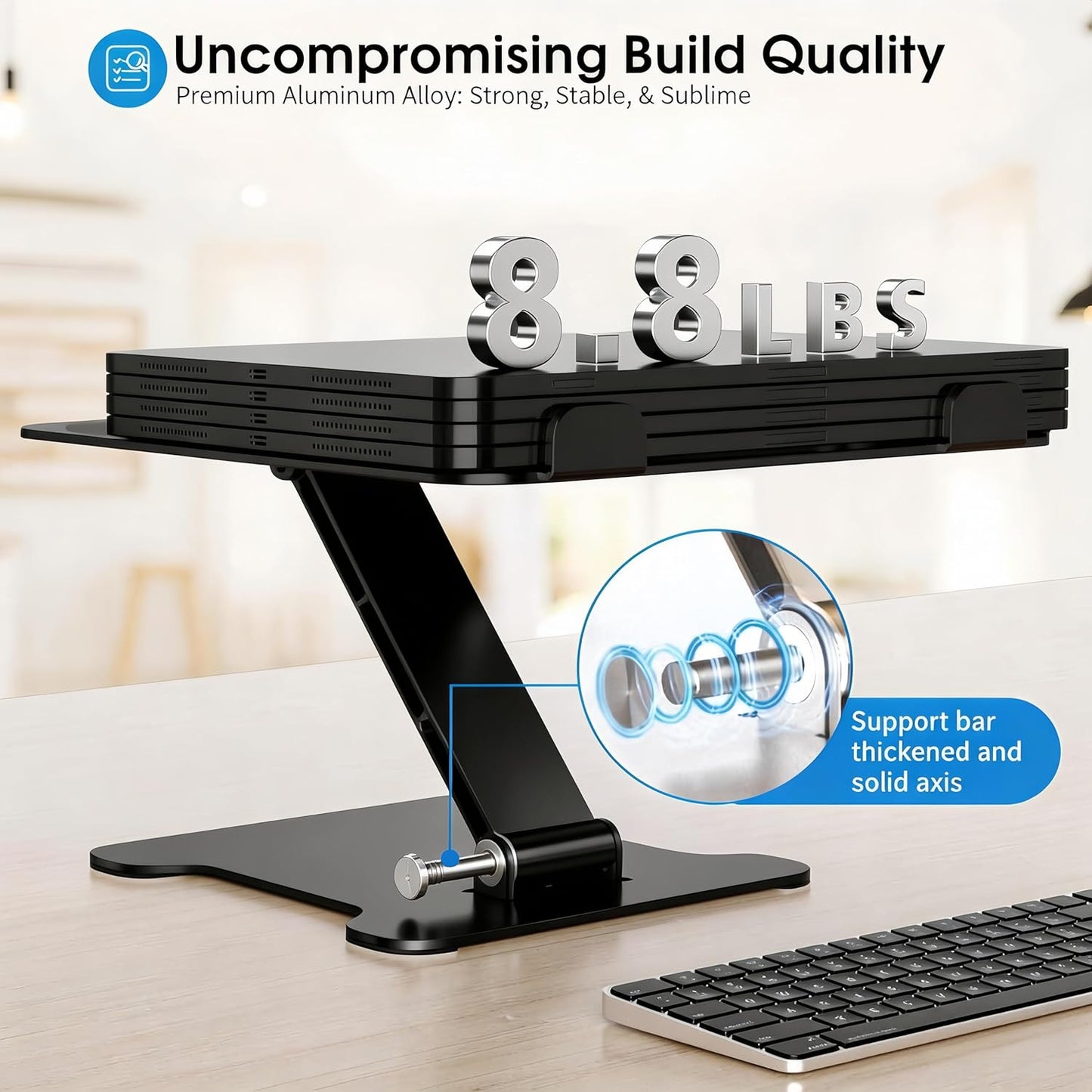 LRLKFX Laptop Stand Portable Foldable Aluminum Laptop Riser Height Adjustable Ergonomic Holder for Desk Compatible with MacBook Air Pro, Dell, HP, Lenovo & More 10-15.6" - Silver