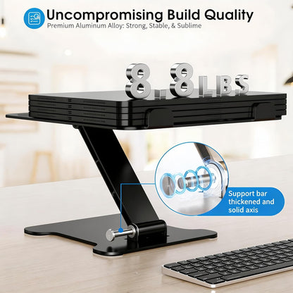 LRLKFX Laptop Stand Portable Foldable Aluminum Laptop Riser Height Adjustable Ergonomic Holder for Desk Compatible with MacBook Air Pro, Dell, HP, Lenovo & More 10-15.6" - Silver
