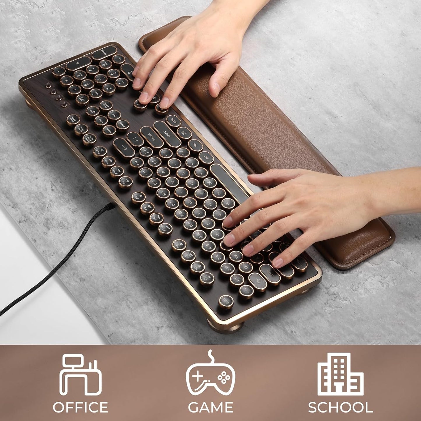 GLENCREAG Ergonomic Keyboard Wrist Rest - PU Leather Cushioned Support for Typing & Gaming, Comfortable Contoured Design for Wrist Pain Relief (Black)