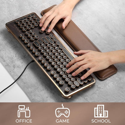 GLENCREAG Ergonomic Keyboard Wrist Rest - PU Leather Cushioned Support for Typing & Gaming, Comfortable Contoured Design for Wrist Pain Relief (Black)
