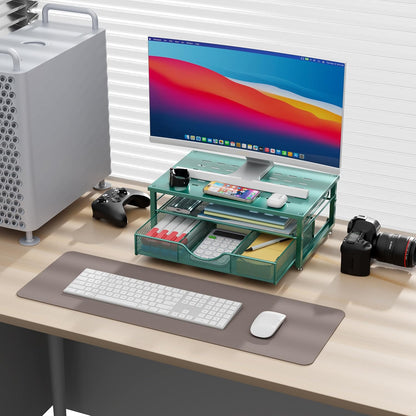 gianotter Computer Monitor Stand Riser, Desk Organizers and Accessories with Drawer, Office Desk Accessories & Workspace Desktop Organizers Storage for Printer Stand (Black)