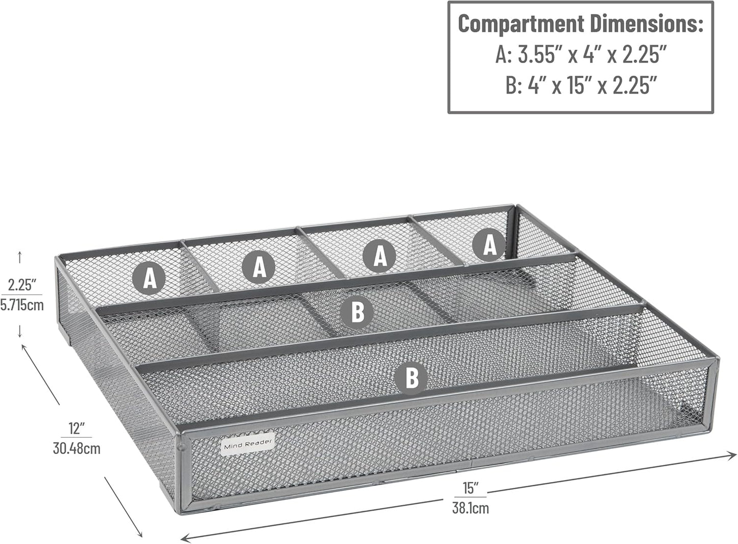 Mind Reader Expandable Mesh Desk Drawer Organizer, Adjustable from 9.25" to 17.125", Office Supply Storage Tray, Makeup Organizer, Black