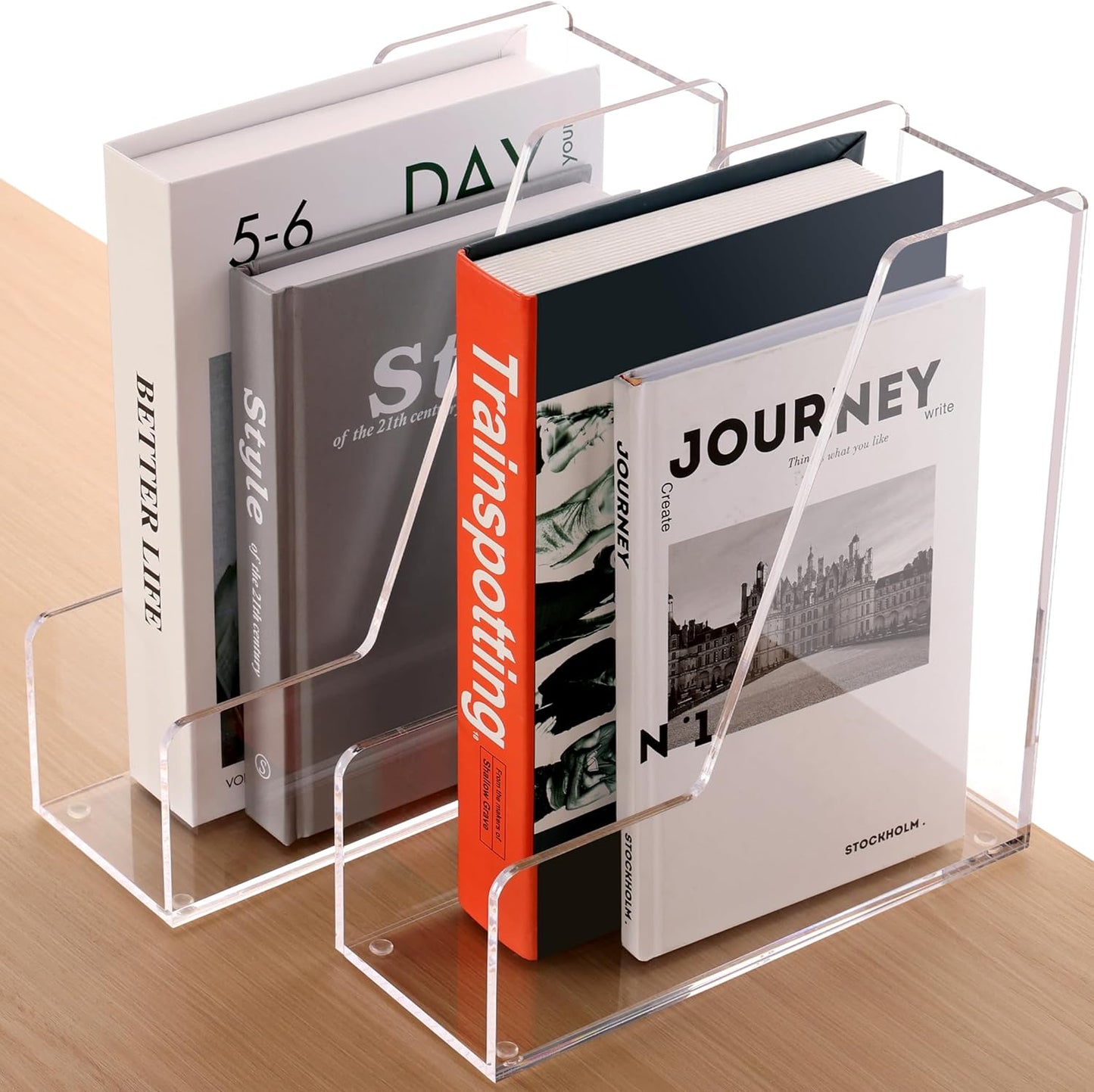 Magazine Holder, Clear Acrylic Magazine Rack, File Organizer for Office Desk, Book Organizer,-One-Piece-3 Vertical spaces,1 pack (B5)……