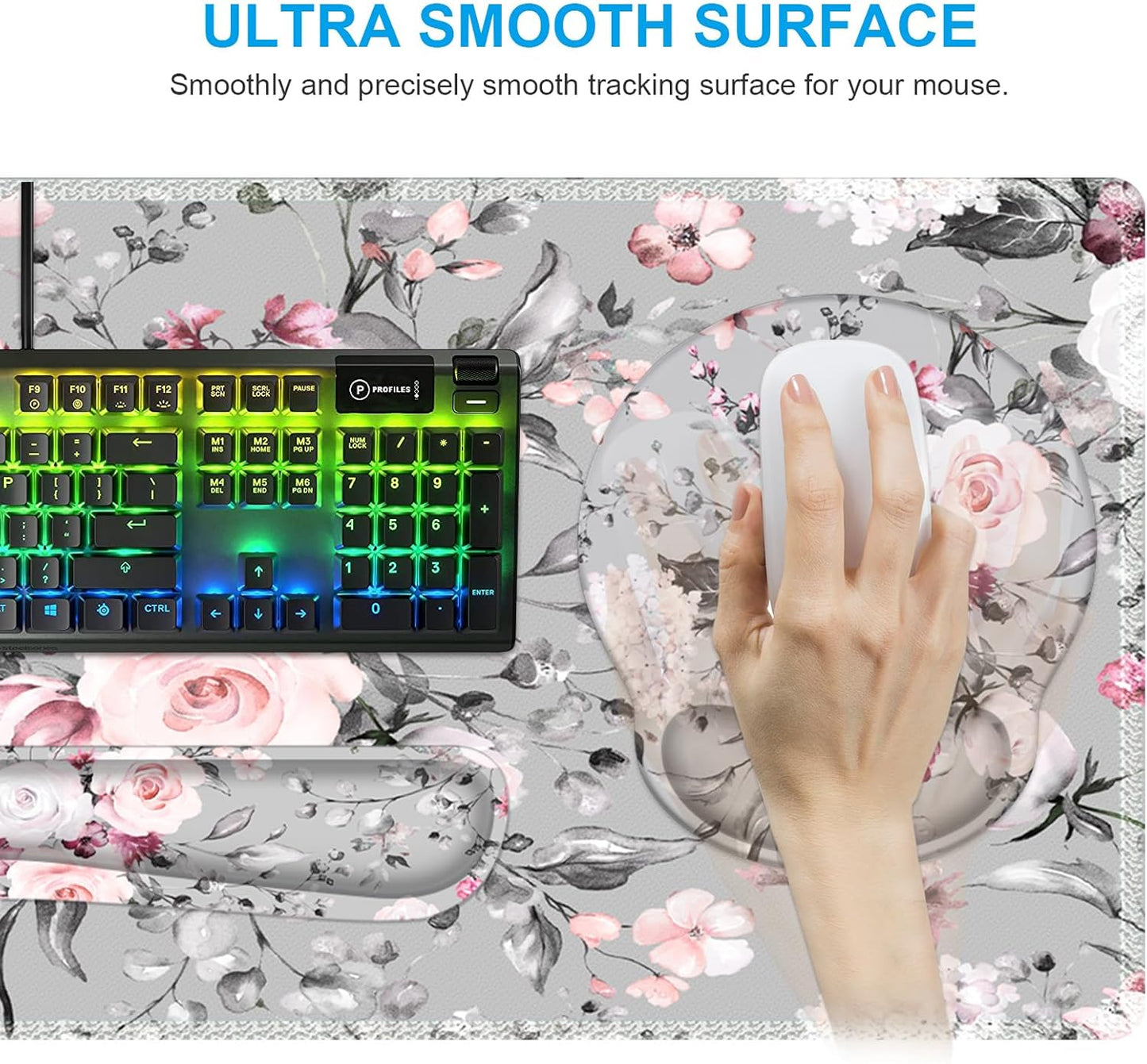 iCasso Desk Mat, Gaming Mouse Pad Wrist Support Set,4in1 XXL Large Mousepad + Keyboard Wrist Rest+Mouse Wrist Rest+Coaster Set with Ergonomic Design for Home Office Table Computer-Penoy