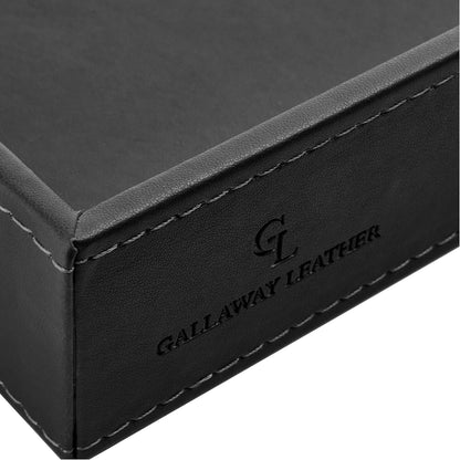 GALLAWAY Leather Valet Tray for Men - Nightstand Organizer EDC Tray for Wallet and Keys - Bedside Dresser Catch All Dump Key Bowl for Entryway Table, Dark Brown