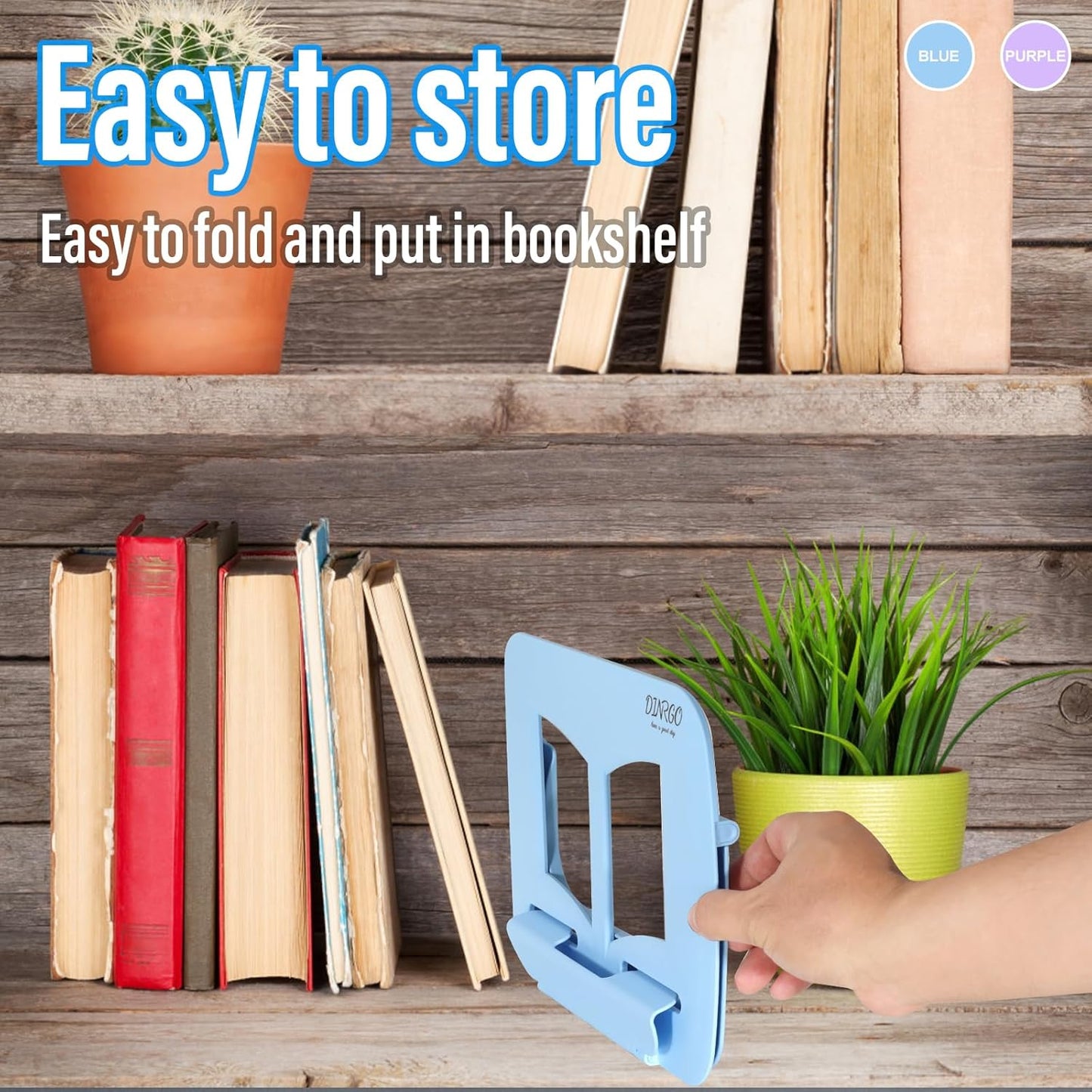 Portable Book Stand Book Holder Book Rest for Kids Reading Hands Free Cookbook Holder Textbook Stands Music Stand Lightweight Waterproof Book Stand Gifts School Supplies (Purple 11.82" *8.26")