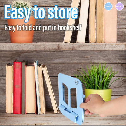 Portable Book Stand Book Holder Book Rest for Kids Reading Hands Free Cookbook Holder Textbook Stands Music Stand Lightweight Waterproof Book Stand Gifts School Supplies (Purple 11.82" *8.26")