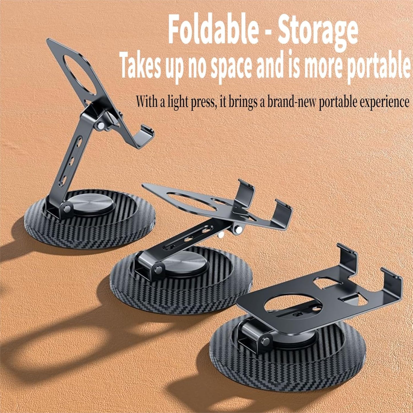Adjustable Cell Phone Stand,360 Rotating Foldable Desktop Cellphone Stand with Anti-Slip Base Portable Phone Holder for iPhone 17 16 15 14 13 Pro Max, All Smart Phones, iPad