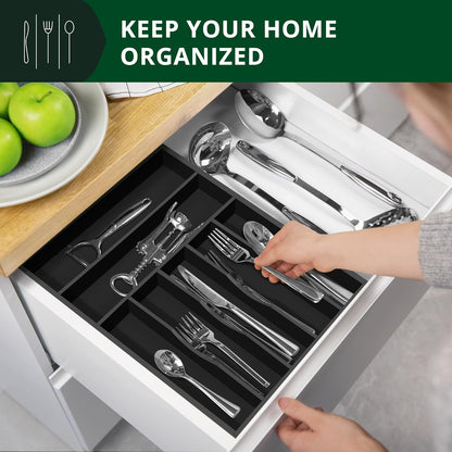 ROYAL CRAFT WOOD Luxury Bamboo Kitchen Drawer Organizer - Silverware Organizer, Utensil Holder & Cutlery Tray Drawer Dividers for Flatware (9 Slot, Natural)