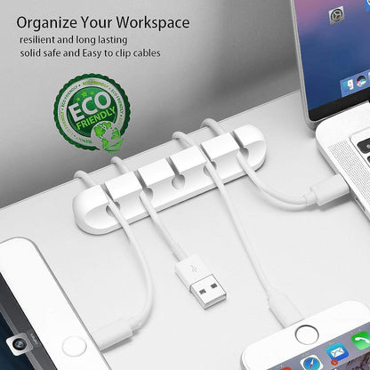 Cable Organizer Clips 2-Pack (5-Slot & 3-Slot) – Strong Adhesive Cord Holder for Desk, USB & Charging Cables, Silicone Wire Organizer for Home Office & Car – No-Drill, Keeps Cables Tidy