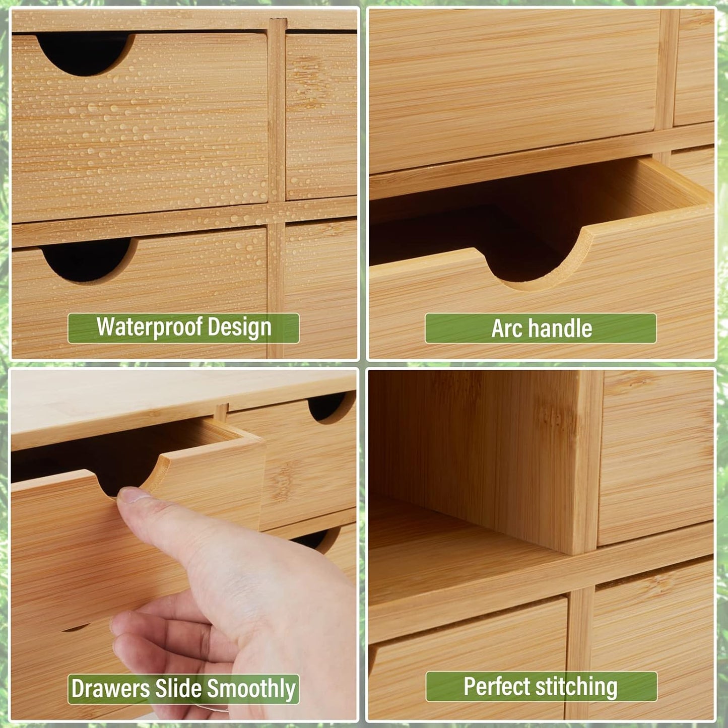 Charmewooden Bamboo Desk Organizer with 3 Drawers, Countertop Organizer with Drawers Makeup Storage Drawer 3 Drawers Tabletop Storage Organization Box Home Office Workspace