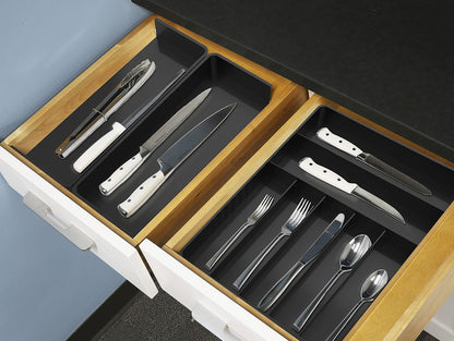 Simple Houseware Expandable & Adjustable Cutlery Drawer Organizer - Large Utensil and Flatware Tray for Kitchen Drawers, White