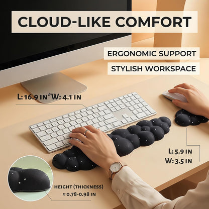 Cloud Wrist Rest Set for Keyboard and Mouse, Includes Cute Coaster, with Computers and Laptops（Purple Star Set）