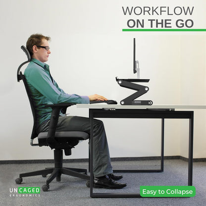 WorkEZ Monitor Stand, Single Mount Height Adjustable Monitor Riser for Desk, Ergonomic Desktop Computer Stand