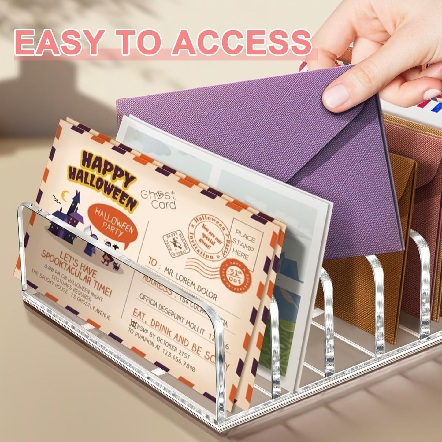 Vowcarol 2 Packs Acrylic Mail Organizer 7 Slots Cash Tray for Desk - 7 Slots File Organizer Clear Desktop Bill Divider Holder, Envelope Holder, Transparent Countertop Mail Holder