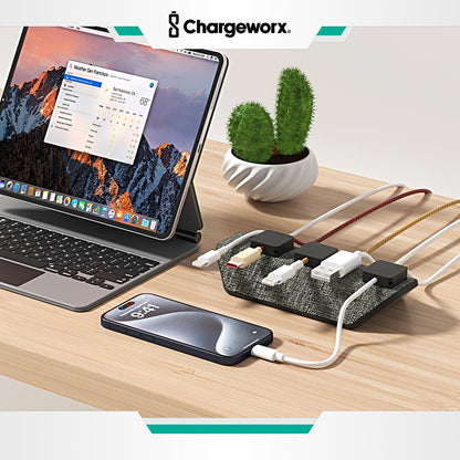 CHARGEWORX Magnetic Cable Organizer – Weighted Non-Adhesive Cord Holder with 3 Magnetic Clips for USB-C, Lightning & MagSafe Cables – Desk, Office & Nightstand Cable Management