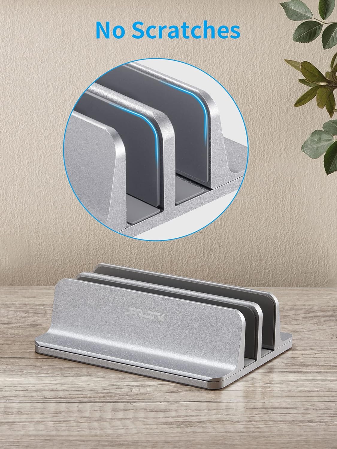 JARLINK Vertical Laptop Stand, Aluminum Laptop Holder Desktop Stand with Adjustable Dock Size (up to 17.3 inches) Compatible with All MacBook/Surface/Dell/Gaming Laptops (Silver)