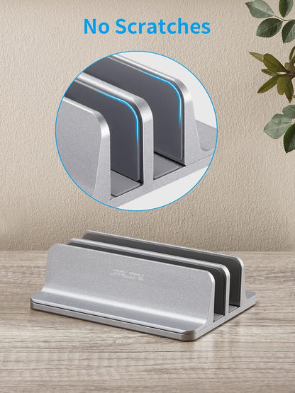 JARLINK Vertical Laptop Stand, Aluminum Laptop Holder Desktop Stand with Adjustable Dock Size (up to 17.3 inches) Compatible with All MacBook/Surface/Dell/Gaming Laptops (Silver)