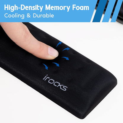 i-Rocks Memory Foam Keyboard Wrist Rest - Pain-Reducing Wrist Rest for Computer Keyboard - Non-Slip Rubber Base Wrist Rest - Cooling Keyboard Pad for Long Hours of Work, Studying, Gaming