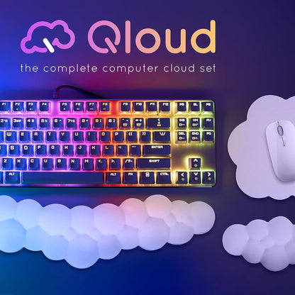 Cloud Keyboard Wrist Rest – Create-ables Qloud Cloud Wrist Rest for Computer Keyboard and Mouse, Ergonomic Memory Foam Wrist Pad with Non-Slip Base, Includes Cloud Mouse Pad – White