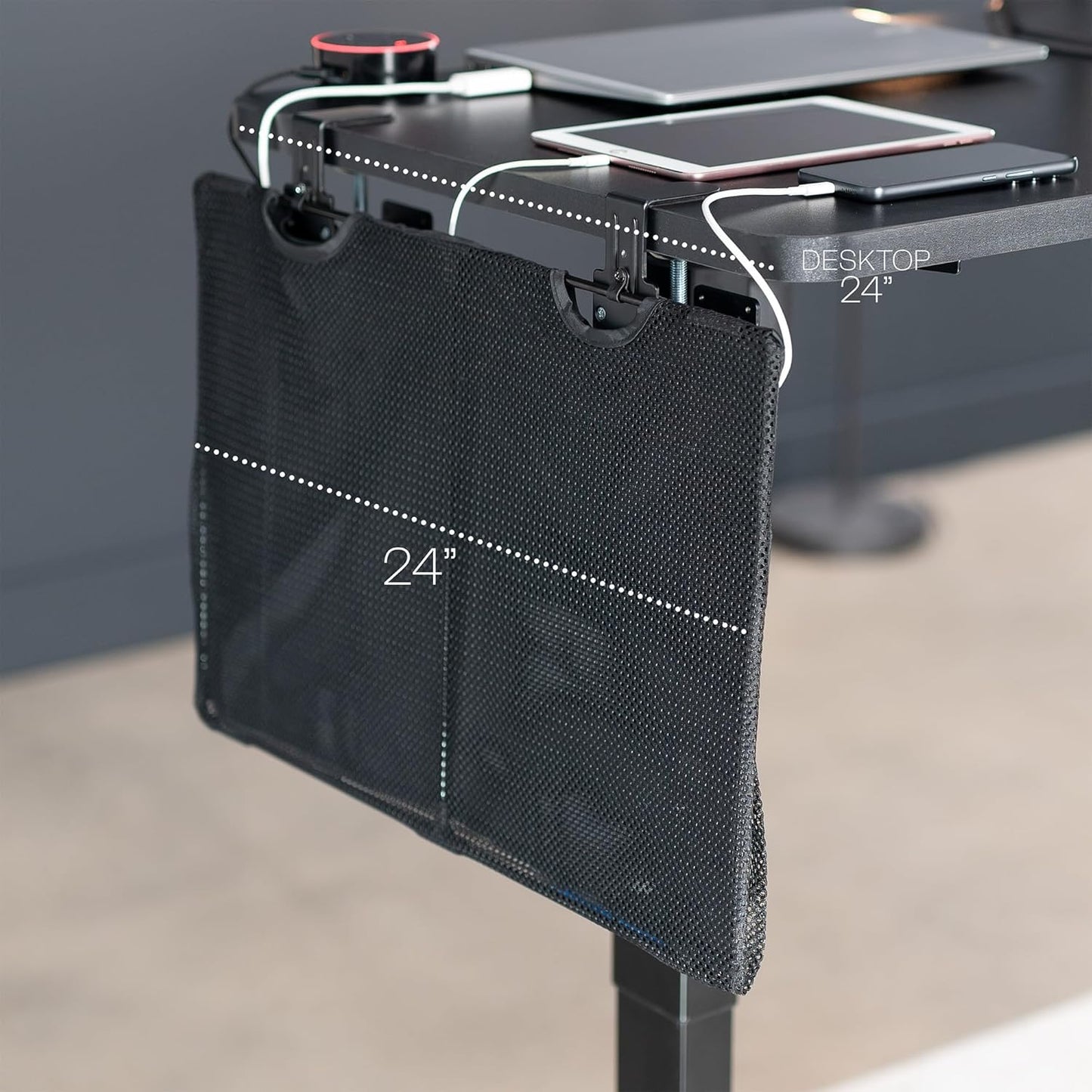 VIVO 48 Inch Clamp-on Privacy and Cable Management Organizer Sleeve, Wire Hider Kit Panel System, Desk Skirt, Black, DESK-SKIRT-48P