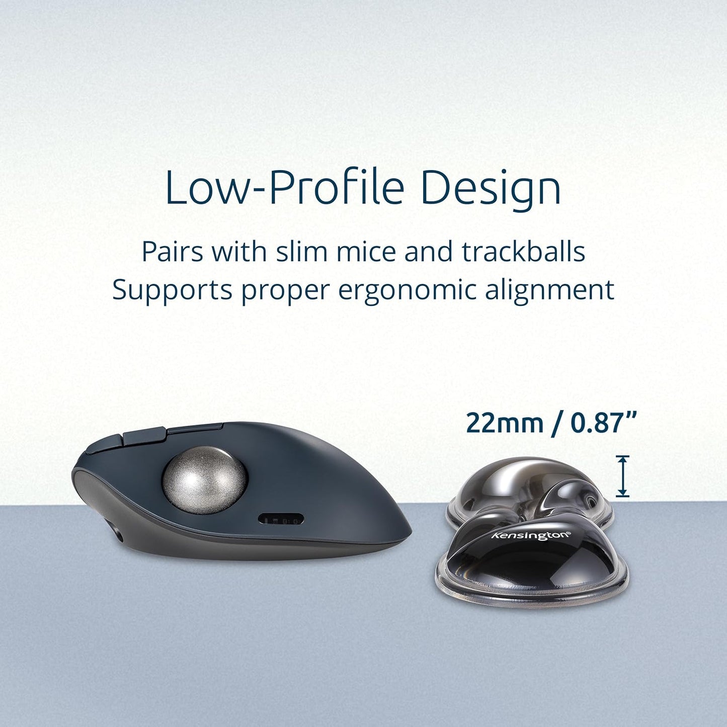 Kensington Slim Duo Gel Wrist Rest for Low Profile Keyboard, Wrist Pad for Keyboard, Ergonomic Wrist Pad for Computer, Non-Skid Computer Pad with Wrist Support, Blue K62441WW, 19" x 3.7"x 0.7”