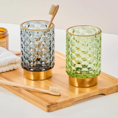 Makeup Brush Holder Organizer,Toothbrush Holders,Desk Pen Pencil Holder,Multifunctional Vintage Glass Brush Cup（A46-6-US）