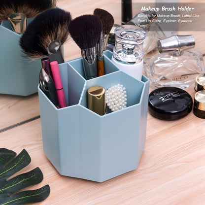 Siveit Desk Pencil Pen Holder, Rotating Pen Organizers 360-Degree 5 Grid Pen Holder for Desktop Storage Stationery Supplies Organizer, Home, Office, School, Kids, Peach Pink