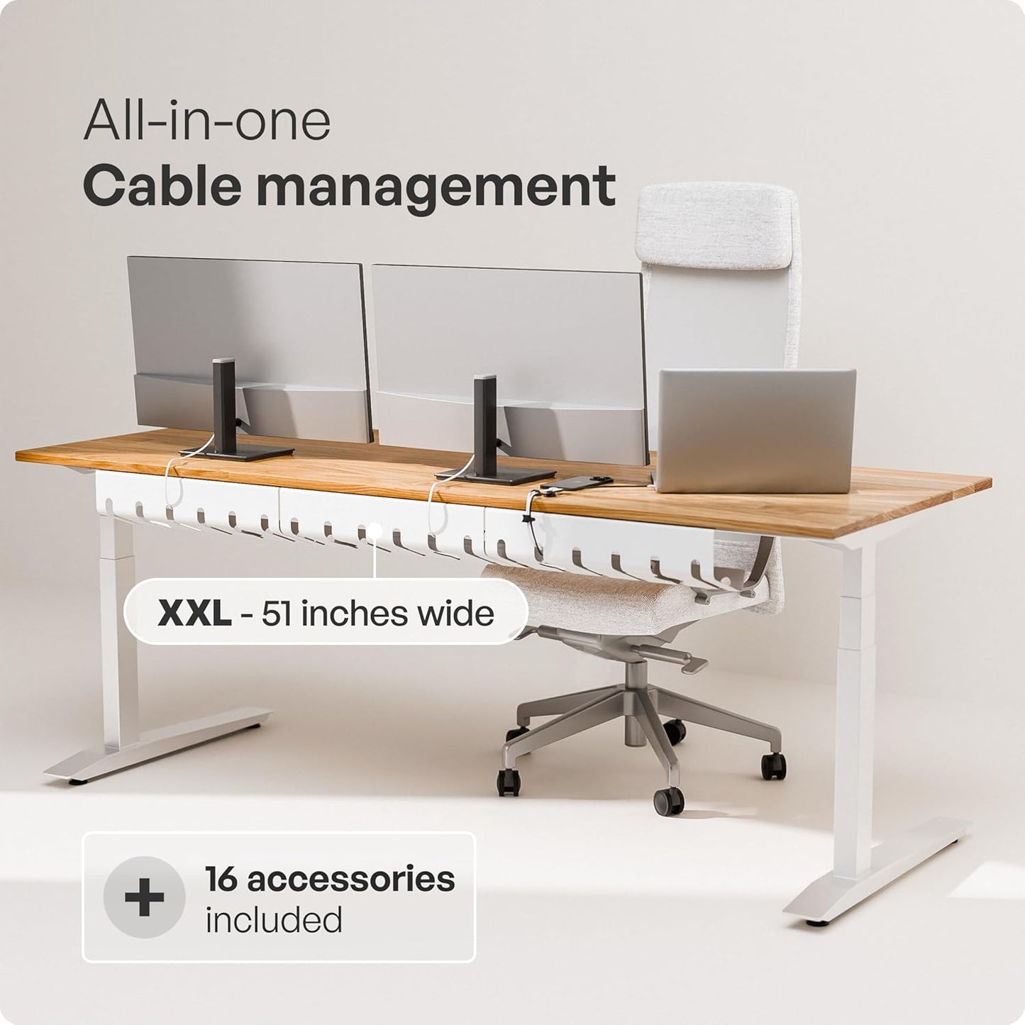PAMO Cable Management Under Desk for Easy mounting Under-Table I Set of 2 - with 10X Cable Ties I Desk Organizer for Office/Home Office Table Thoughtful Cable Tray Holder
