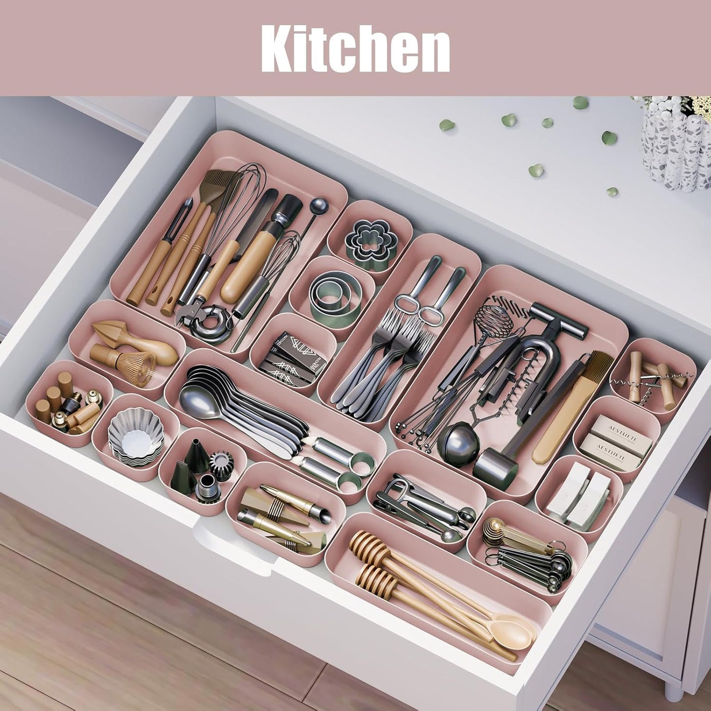 Plastic Drawer Organizers, 10 PCS Drawer Organizer Bins, Bathroom and Vanity Organizer Plastic Tray, Makeup organizer and storage for Makeup, Bedroom, Kitchen Gadgets Utensils and Office (Green)