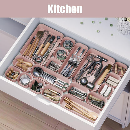 Plastic Drawer Organizers, 10 PCS Drawer Organizer Bins, Bathroom and Vanity Organizer Plastic Tray, Makeup organizer and storage for Makeup, Bedroom, Kitchen Gadgets Utensils and Office (Green)