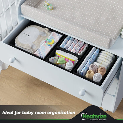 Drawer Organizer Clothes Set of 12 Grey - Dresser Organizer For Nursery, Bedroom, Closet - The Perfect Baby Clothes Organizer and Storage & General Nursery Organization or Dresser Drawer Organizers