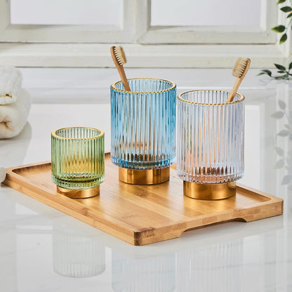 Makeup Brush Holder Organizer,Toothbrush Holders,Desk Pen Pencil Holder,Multifunctional Vintage Glass Brush Cup（L/Green/A3-6-US）