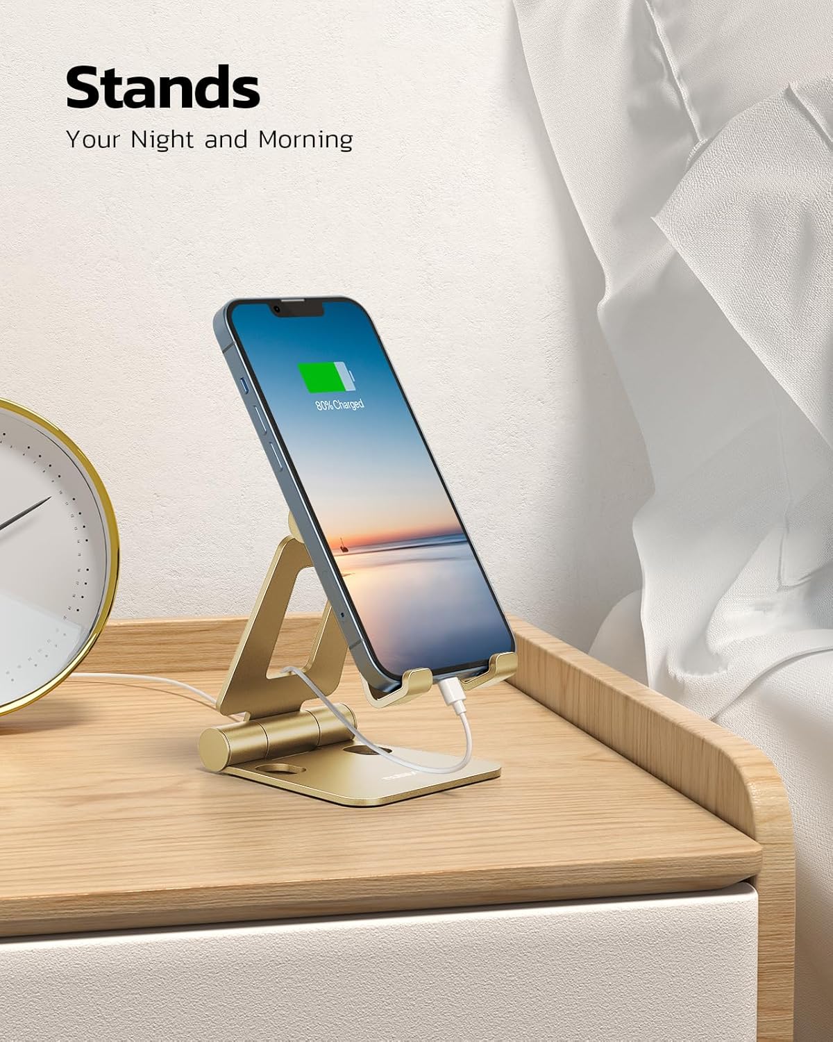 Nulaxy Dual Folding Cell Phone Stand, Fully Adjustable Foldable Desktop Phone Holder Cradle Dock Compatible with iPhone 17 16 15 14 13 12 11 Pro Max Xs Xr X 8, Nintendo Switch, All Phones