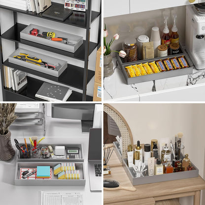 Lixple Bamboo Drawer Organizer, Cutlery Silverware Organizer for Kitchen Drawer, Stackable Utensil Organizer, 2 Pcs Flatware Organizer for Drawer, Wooden Storage Box Tray (Bamboo, 9 X 6 X 2 Inch)