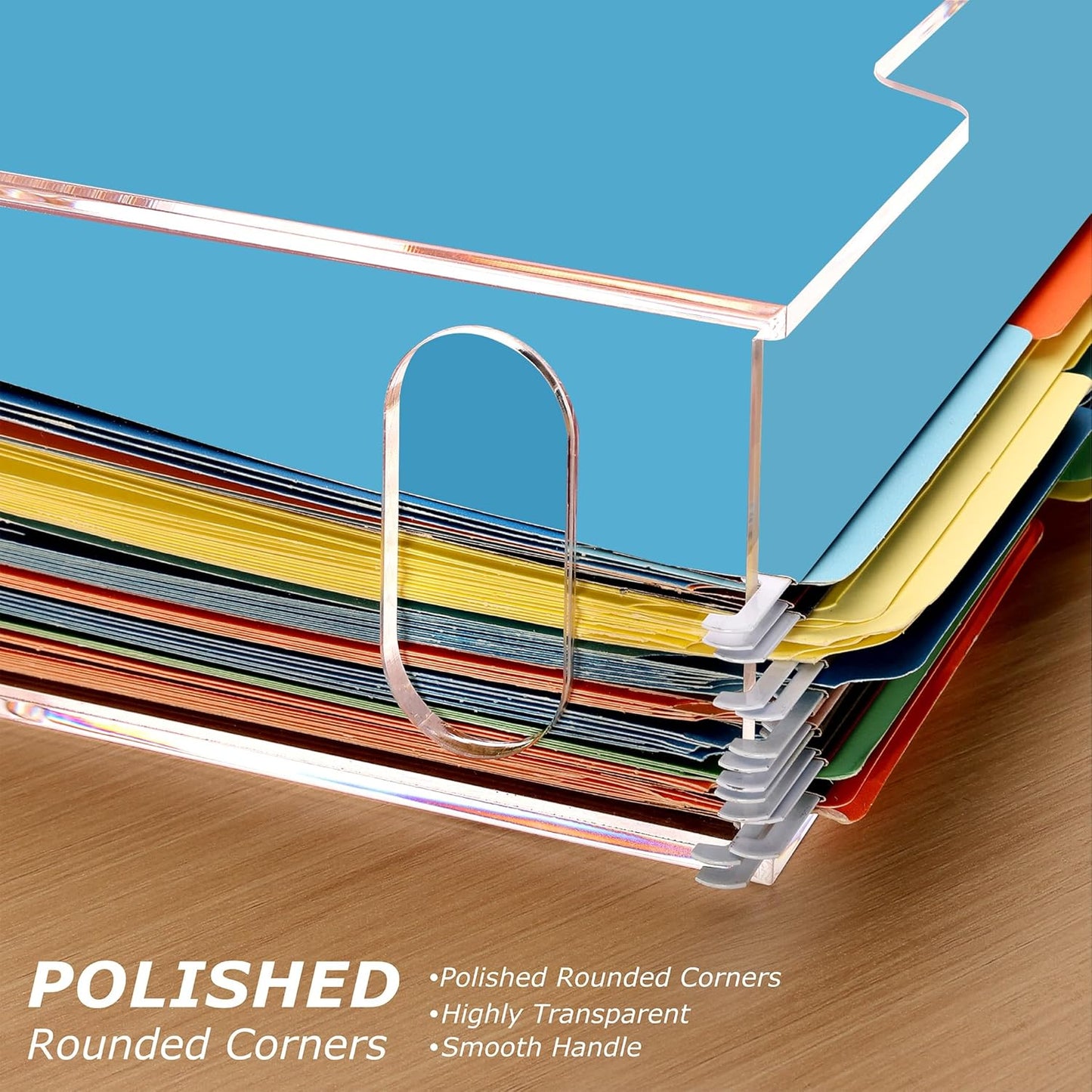 Acrylic File Folder Organizer, Clear Hanging File Organizer Box for Letter Size, Desktop File Holder with Handles, Slim Filing Storage Box for Desk Office Home Work -1 Pack