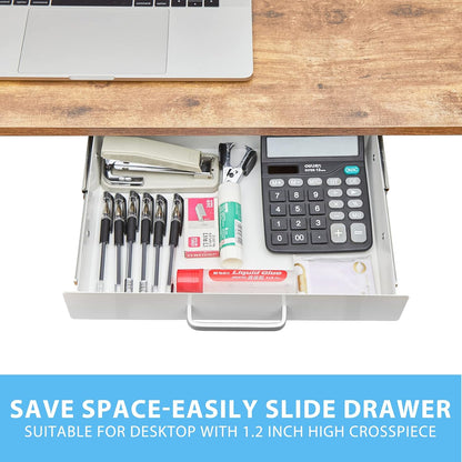 Gome Under Desk Pull-Out Drawer - Storage Organizer Office Mounted, Easy Slide-Out Pencil Drawer for Saving Space, Under Flat-Top Desk Storage Ideal for Sit-Stand Workstation