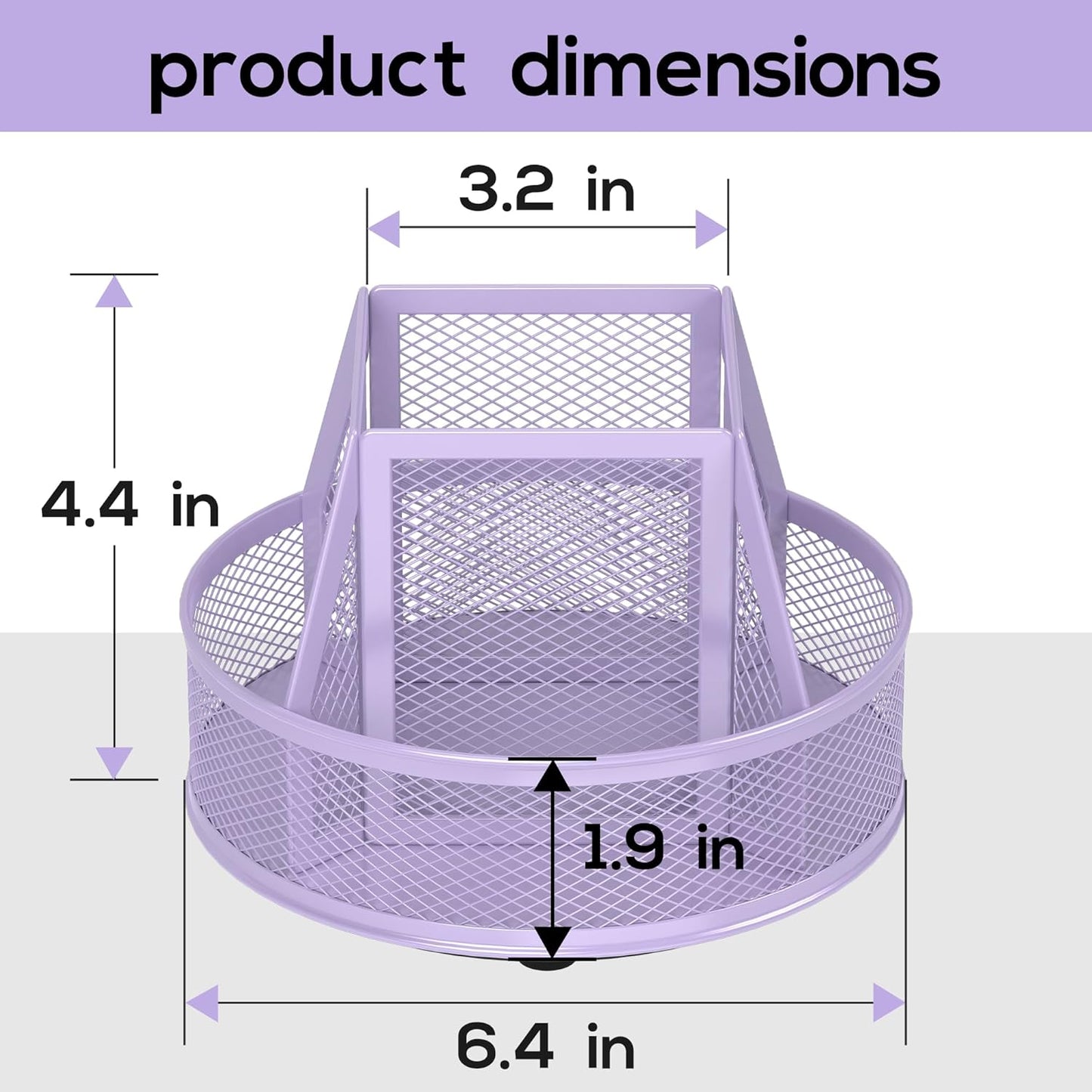 YINGHUA Metal Mesh Desk Organizer with 5 Compartments and Rotating Pencil Holder Pen and Stationery Organizer for Office Home School Anti Slip Base Blue