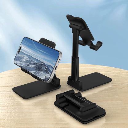 Cell Phone Stand, Adjustable Angle and Height Cell Phone Holder for Desk, Foldable and Portable, Anti-Slip Silicone Pad, Compatible with All Mobile Phones and 4-8 Inch Devices, Pink