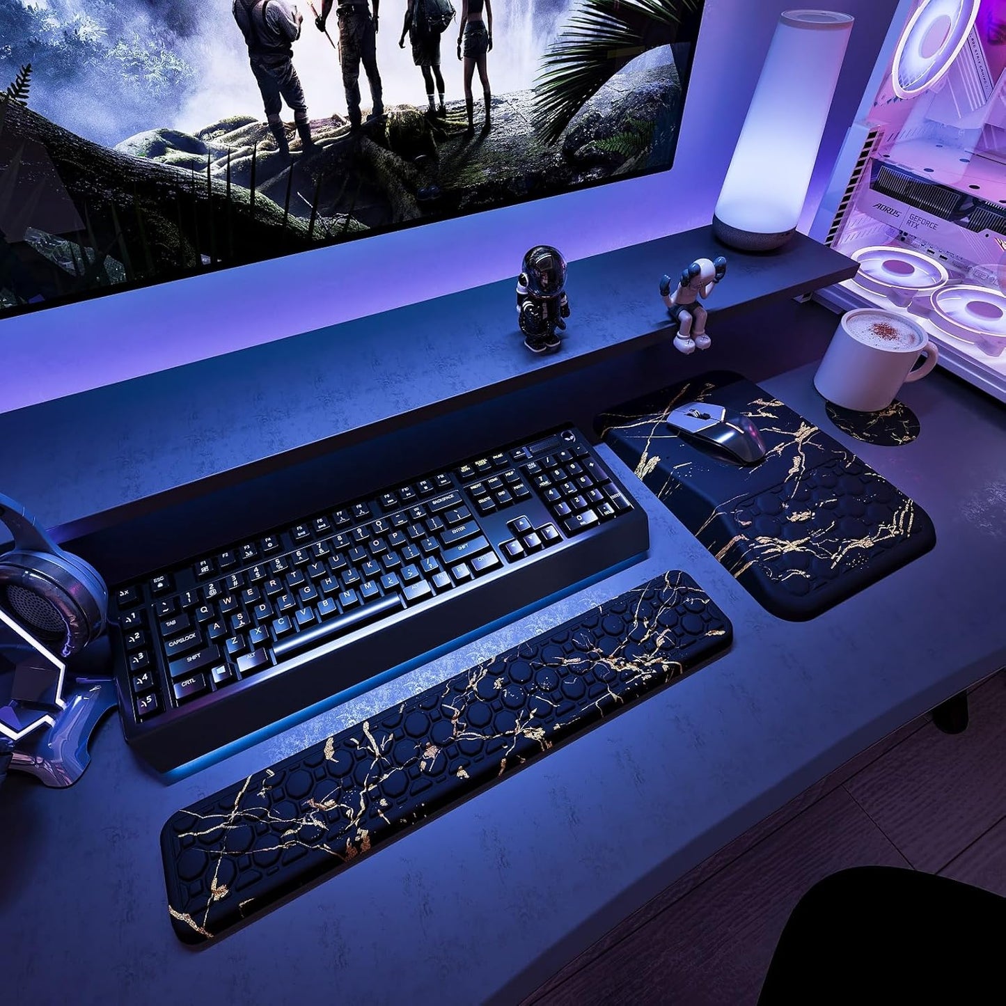 Ospelelf Mouse Pad with Wrist Rest and Keyboard Wrist Rest, Ergonomic Wrist Rest for Computer, Office, Gaming, Pink