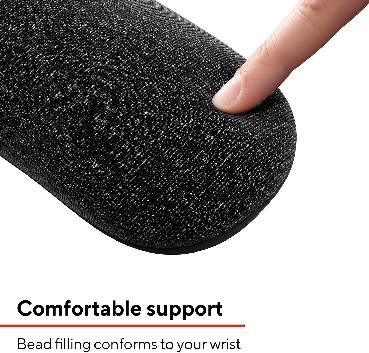 STAPLES Beaded Keyboard Wrist Rest, Ergonomic Non‑Slip Support Cushion for Comfortable Typing, Durable Bead‑Filled Design in Black/Gray